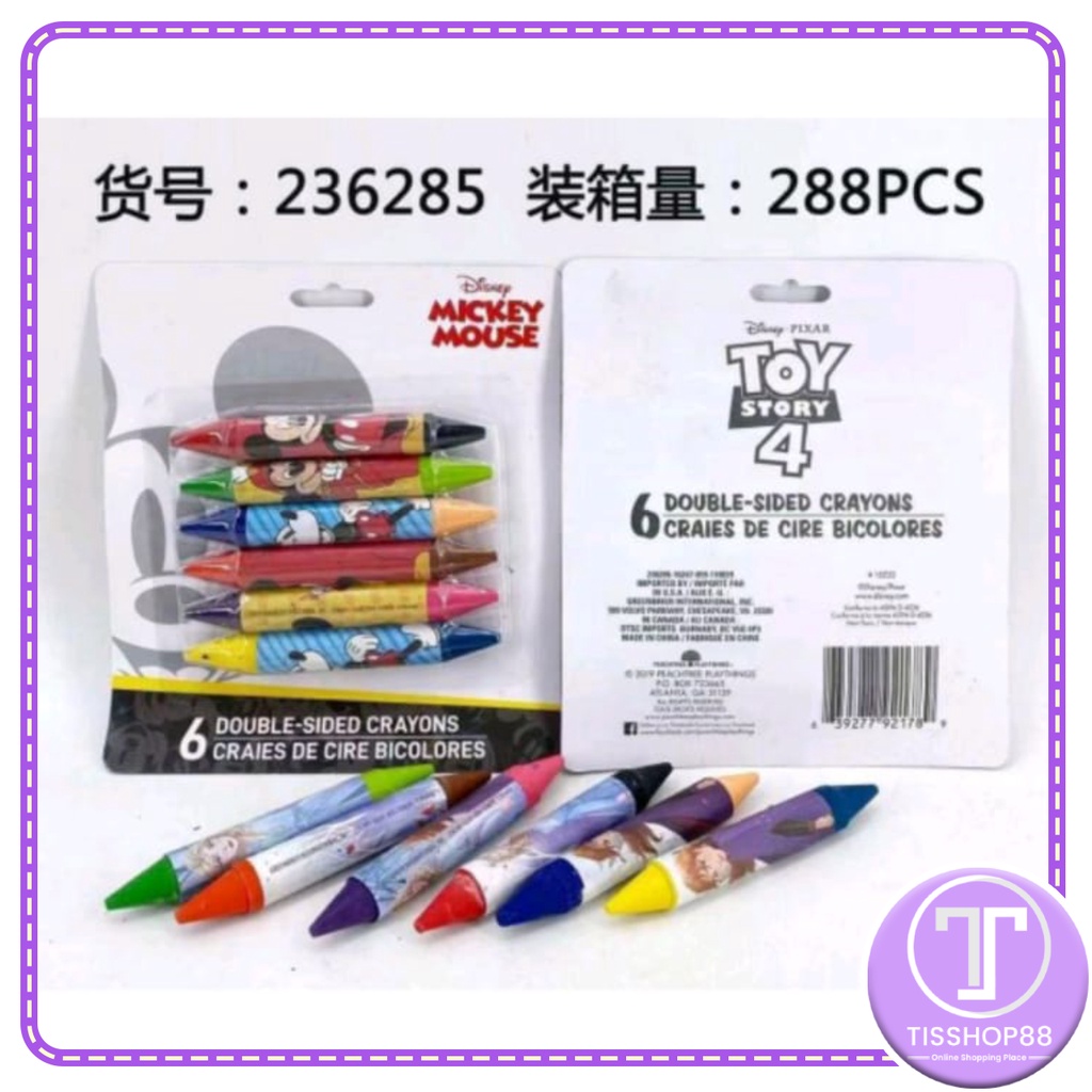 CRAYON DOUBLE SIDED 6 STICK 12 COLOR/ CRAYON 2 SISI