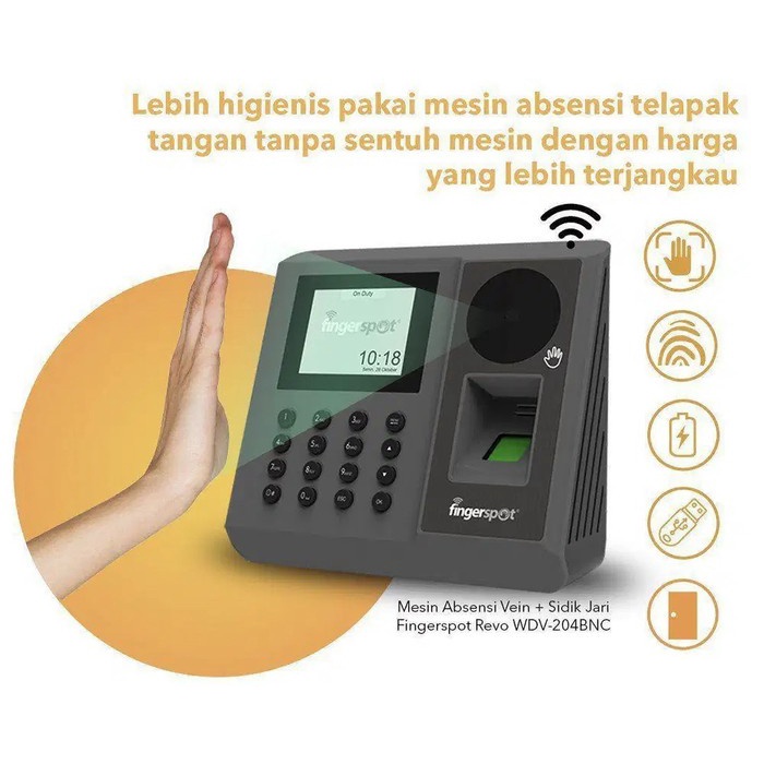 

[[JNT COD]] Fingerspot Mesin Absensi Telapak Tangan Revo WDV 204 BNC Support WIFI