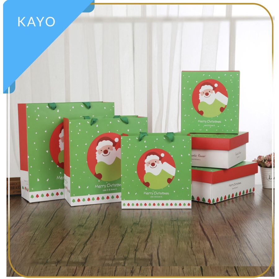 

kantong tema Christmas tas kado motif natal , paper bag hadiah natal