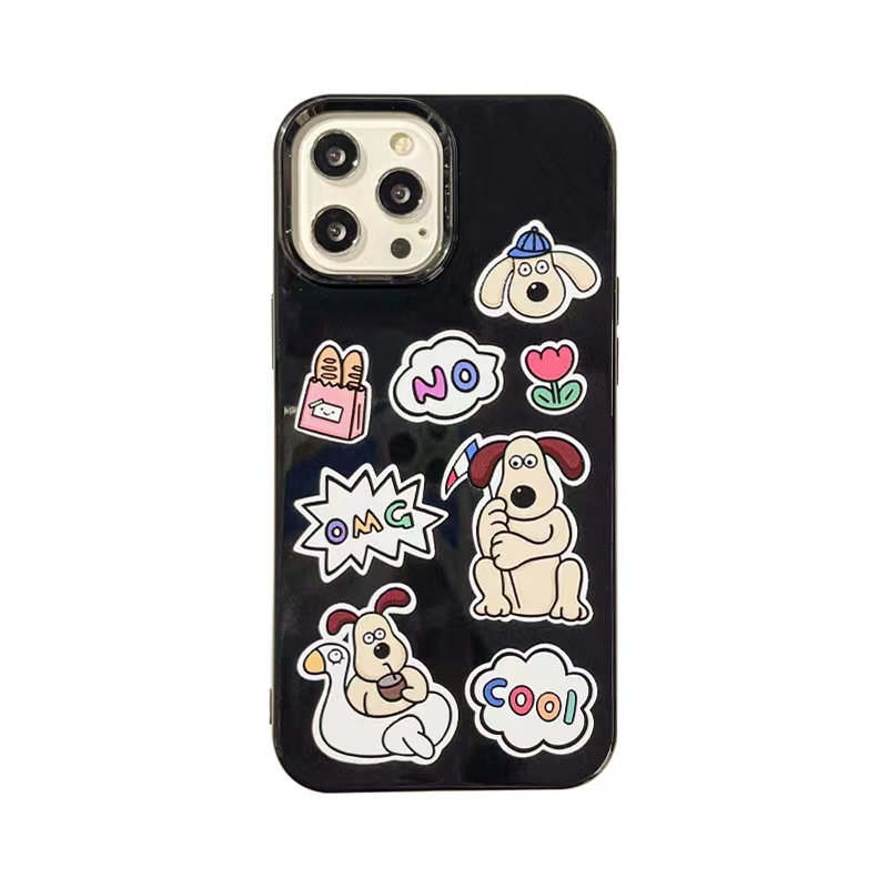 IPHONE Ins Kartun Dog Tag Cocok Untuk Iphone14 14pro 14plus 13 13mini 13pro 13prm iPhone12 7Plus 8Plus Xr XS 13 12mini Pro Max TPU Empat Sudut Casing Ponsel Tahan Guncangan