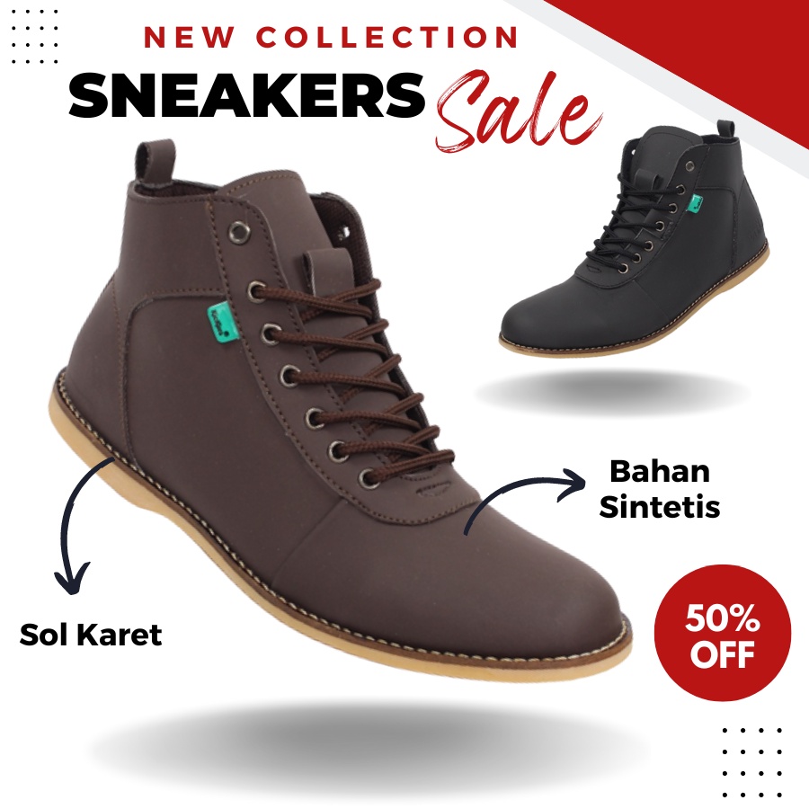 Sepatu Pria Kickers Bandit Semi Boots Kasual Kerja Murah Keren Terlaris