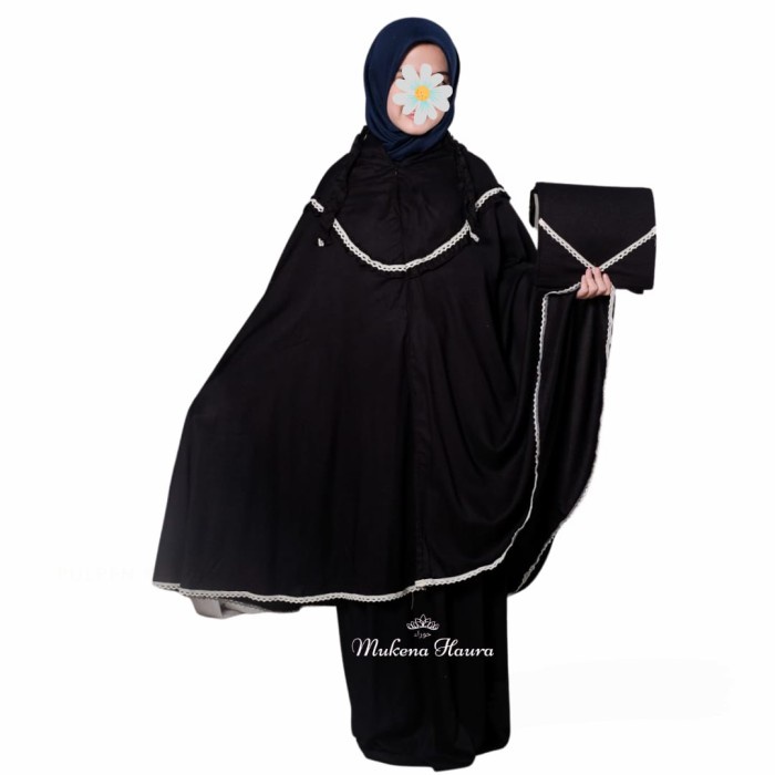 mukena lebaran Mukena Anak Tanggung Polos 2in1 Usia 8 9 10 11 12 Tahun - Hitam perempuan Kirim hari 