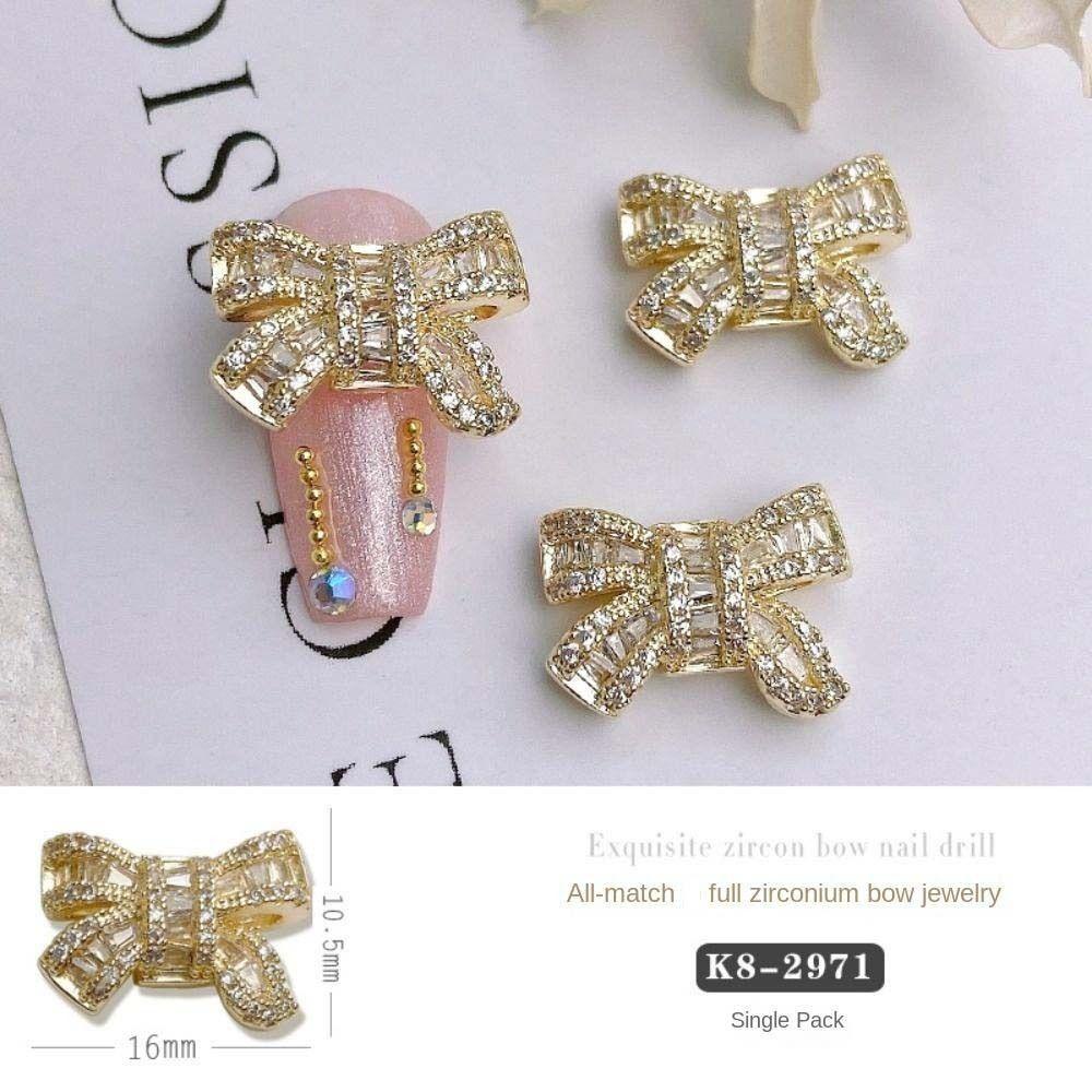 Augustina Bow Nail Dekorasi Mewah Fashion Nail Charms Ikatan Simpul Manikur Aksesoris 3D Nail Drills