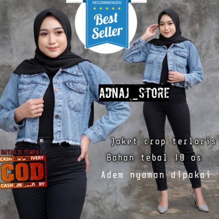 Hot Sale Jaket Crop Jeans Levis Wanita Cewek CeweJumbo BSize  Rawis Rumbai Snow Hitam Biru