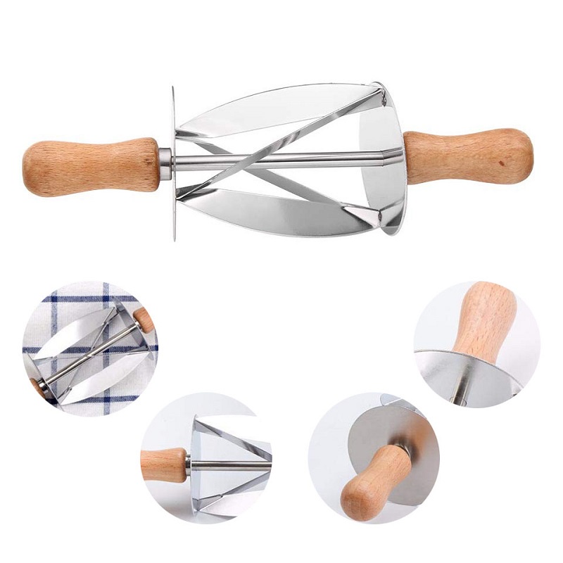 Croissant Cutter Pastry Pemotong Kulit Maker Roller Pembuat Roti Gulung Pastel Stainless Steel