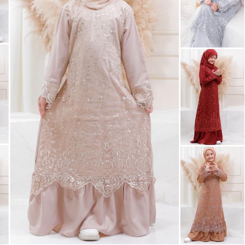 ✫ GAMIS MITHA ANAK MAXI TANGGUNG 9-12th DRESS MUSLIM REMAJA BRUKAT TILE BORDIR LEBARAN IDUL FITRI PR