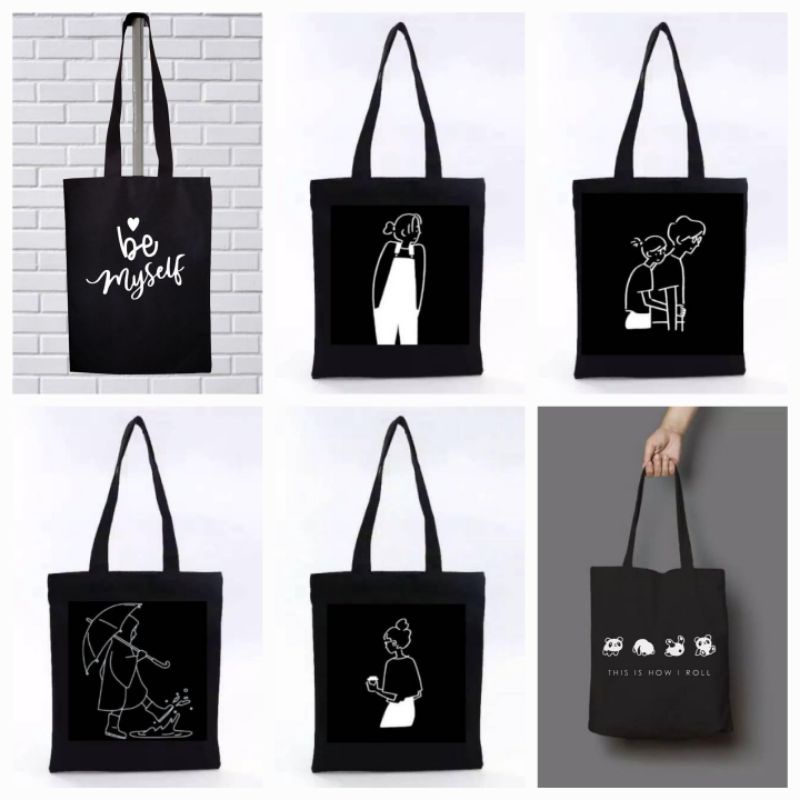 TAS TOTEBAG KARAKTER PAKAI PEREKAT / TAS TOTE BAG KEKINIAN