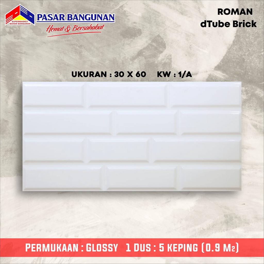 Keramik Roman dTube White 30x60 KW 1 Keramik Bata ekspose Glossy