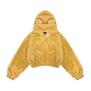 CUCI GUDANG Hoodie Bulu Wanita Crop Top / Sweater Bulu Angsa / Jaket Crop Wanita Sherpa Bulu Domba