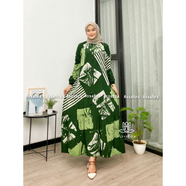 Gamis twill ORI rayon kancing full premium terbaru 2023 motif kekinian dress wanita muslim