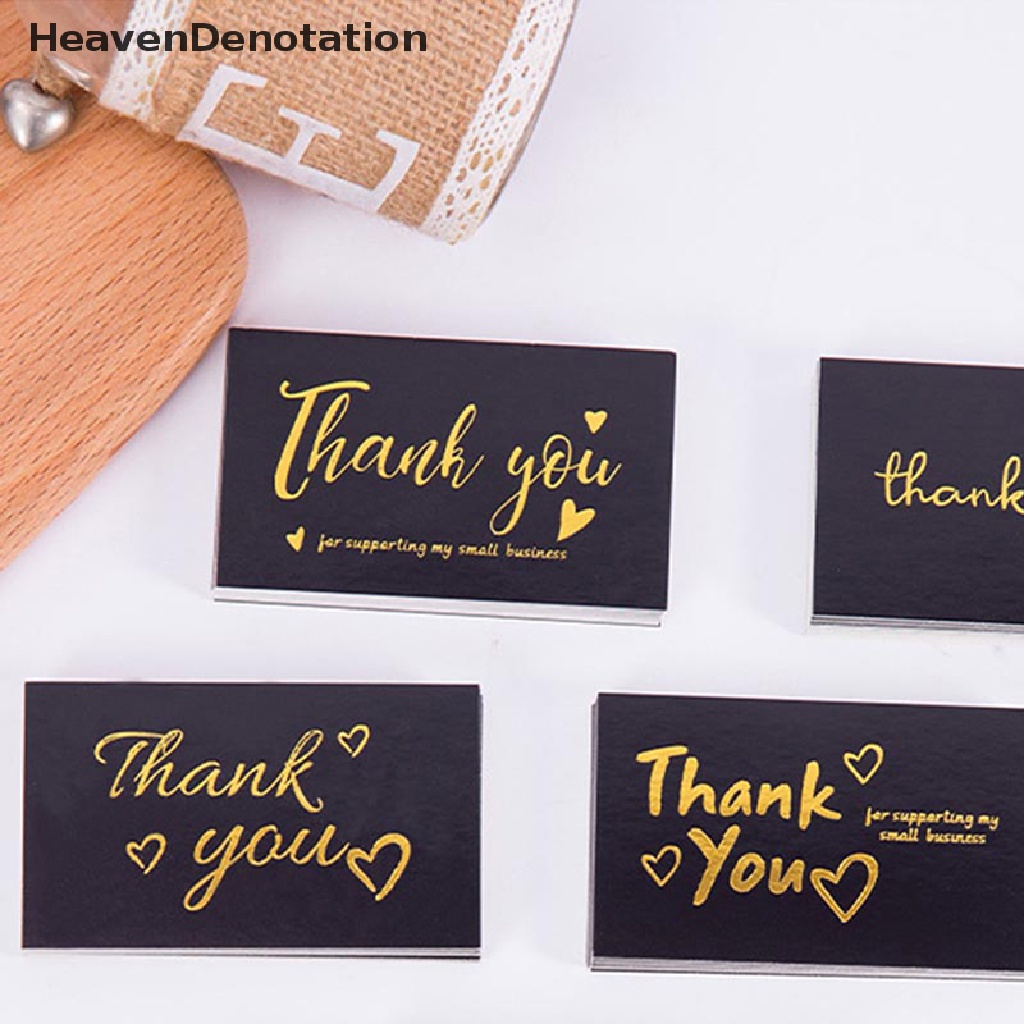 [HeavenDenotation] 50pcs Hitam Terima Kasih Untuk Pesanan Anda Kartu Nama Gift Business Greeg Card HDV