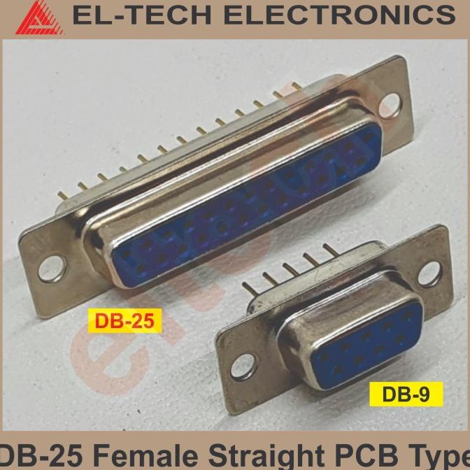 (2 pcs) DB25 DB 25 DB-25 Female Straight Lurus Solder Ke PCB elt3ch