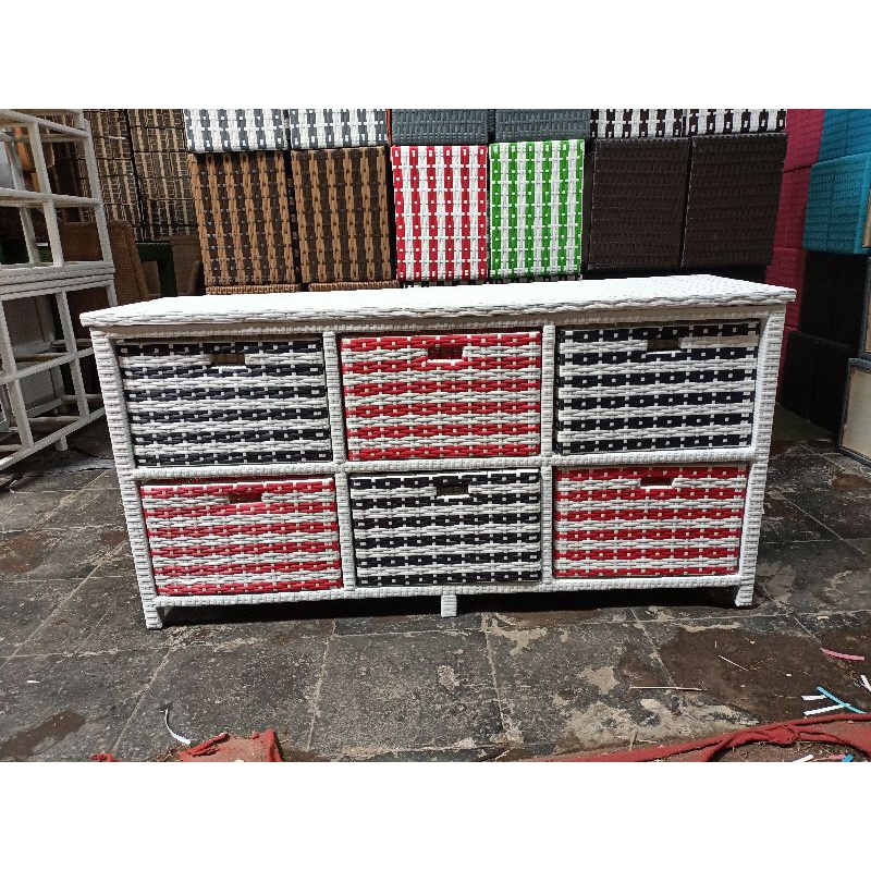 LEMARI LACI /KABINET /RAK LACI / STORAGE ROTAN SINTETIS MOTOF GRADASI