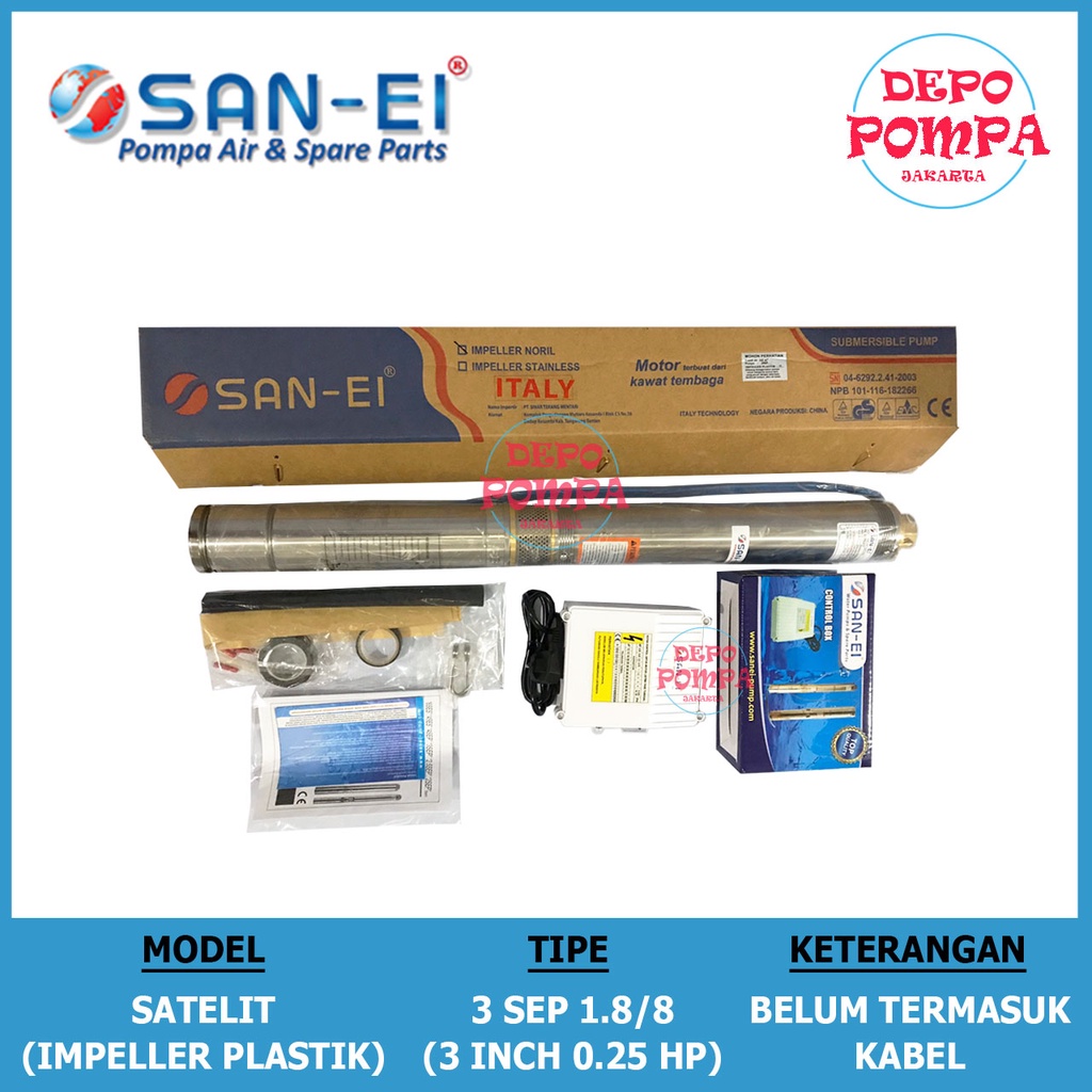 Pompa Air Satelit SAN EI 3 INCH 0.25 HP / Satelit 180 WATT TANPA KABEL