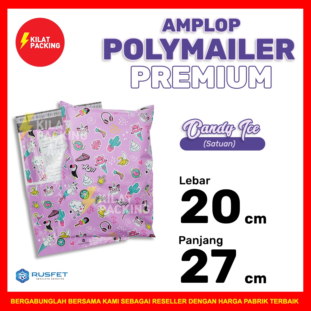 

POLYMAILER MOTIF PREMIUM / CANDY ICE 20CM X 27CM / AMPLOP PLASTIK PACKING RUSFET MURAH - SATUAN