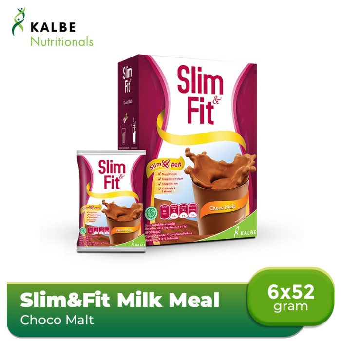 

[ COD ] Slim&Fit Milk Meal Replacement Choco Malt 6x52 gr