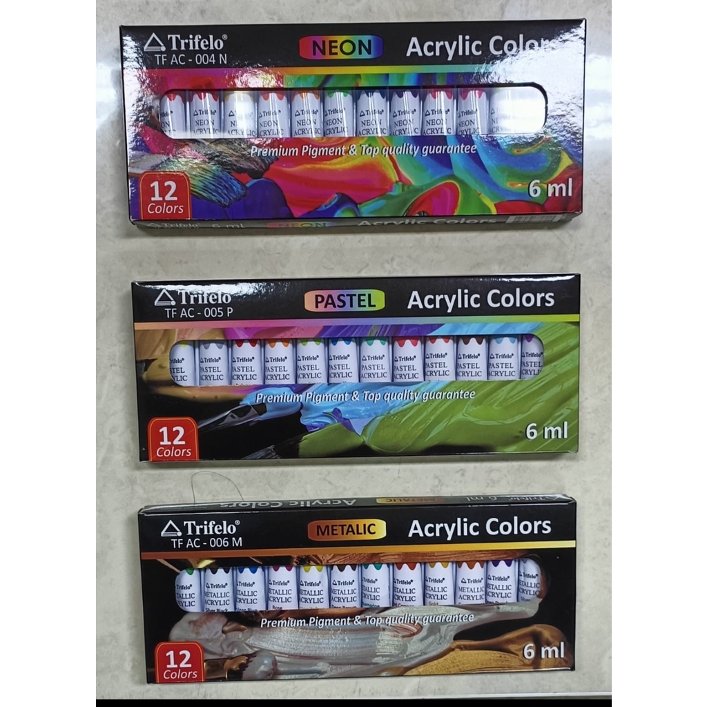 

cat acrylic akrilik 12 warna 6 ml neon trifello vtec