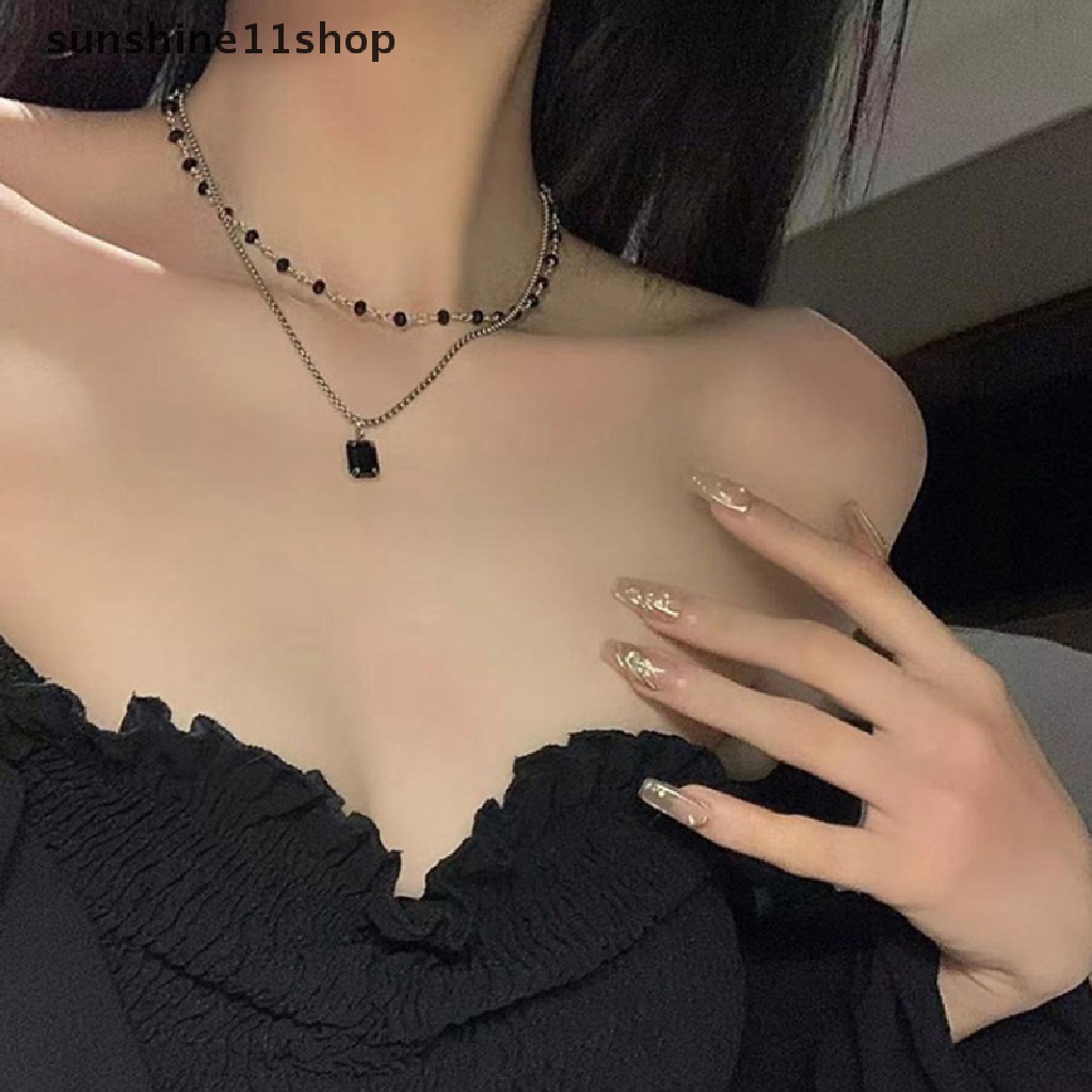 Sho Wanita Kalung Choker Double Layer Beads Necklace Hadiah Untuk Teman Warna Perak Kalung Geometris Grosir Kerah Perhiasan N