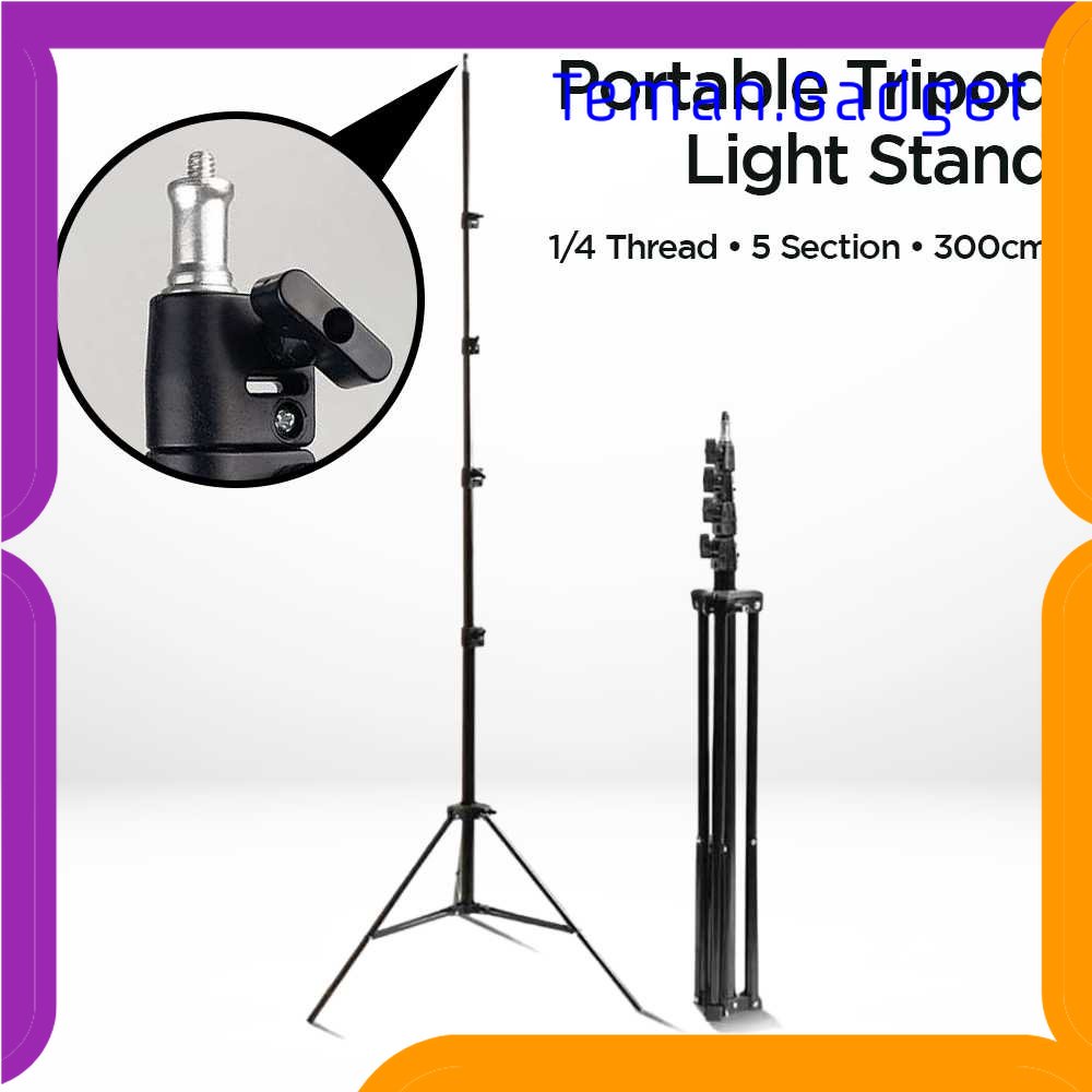 TG - KMR QZSD Portable Tripod Light Stand 1/4 Thread 5 Section 300cm - SN453