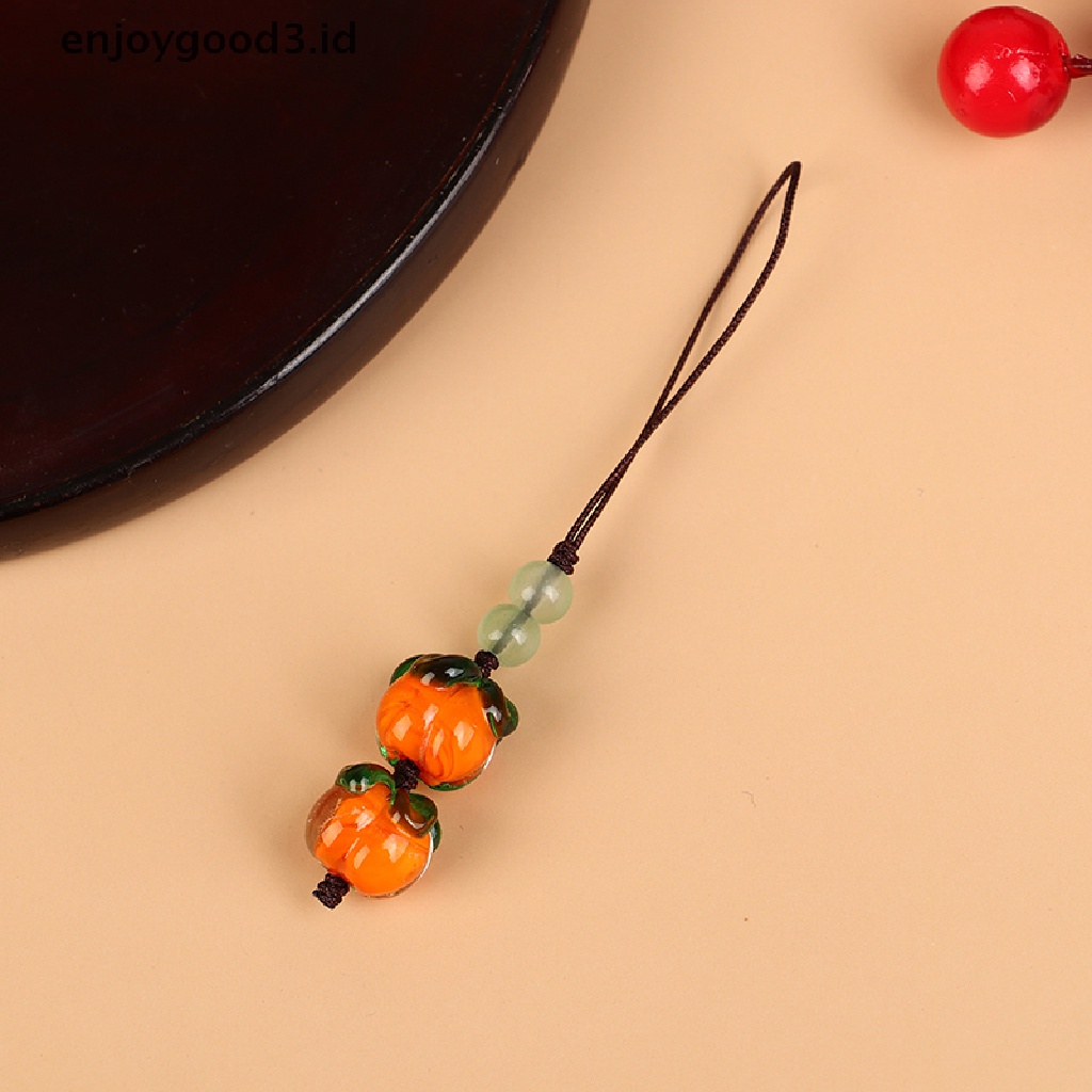 【 Rready Stock 】 For Women Men Glazed Persimmon Jewelry Hanging Ch Nepal Bead Key Chains （ ID ）