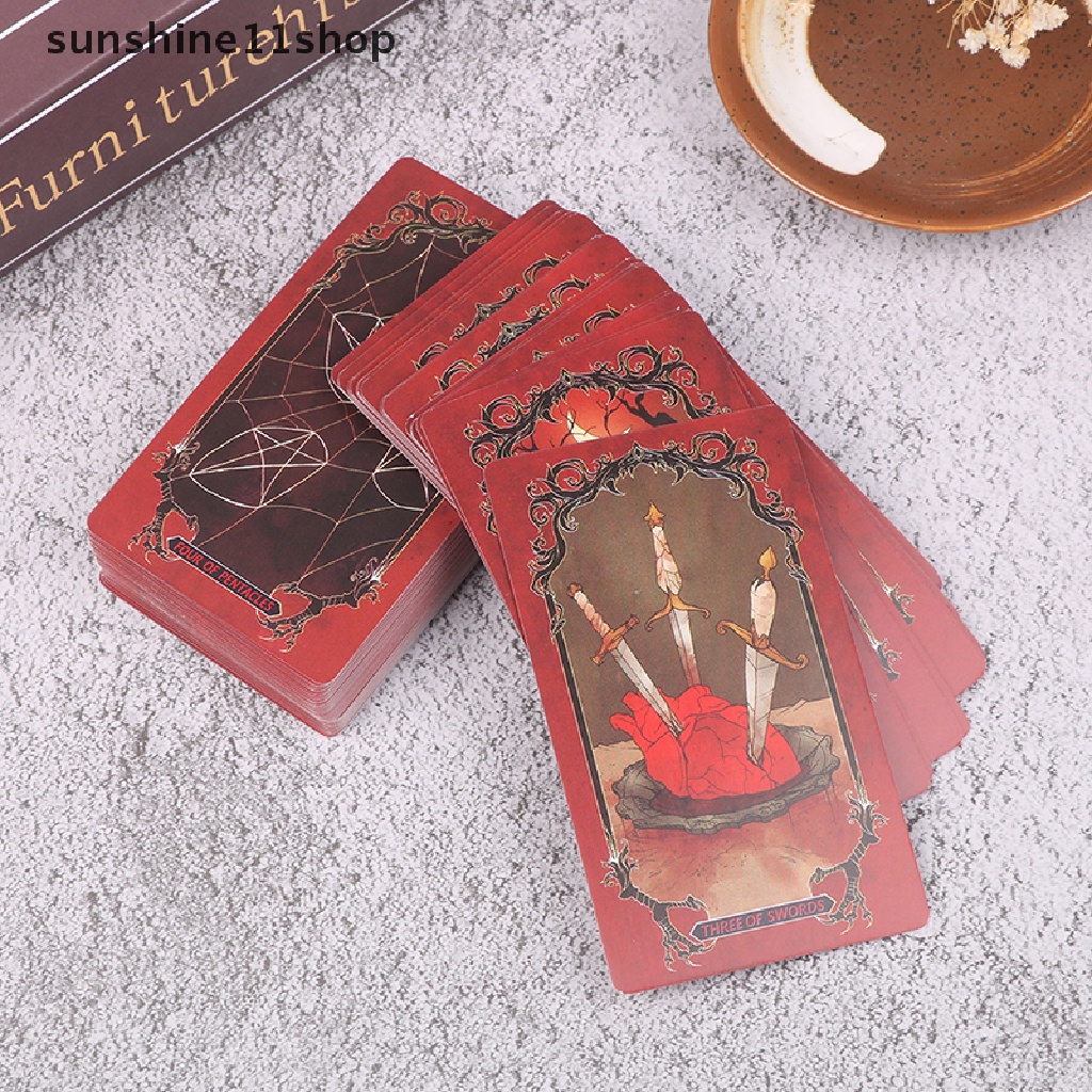 Sho Full English Tarot Kartu Pemula Horror Tarot Ramalan Desy Card Game Set N