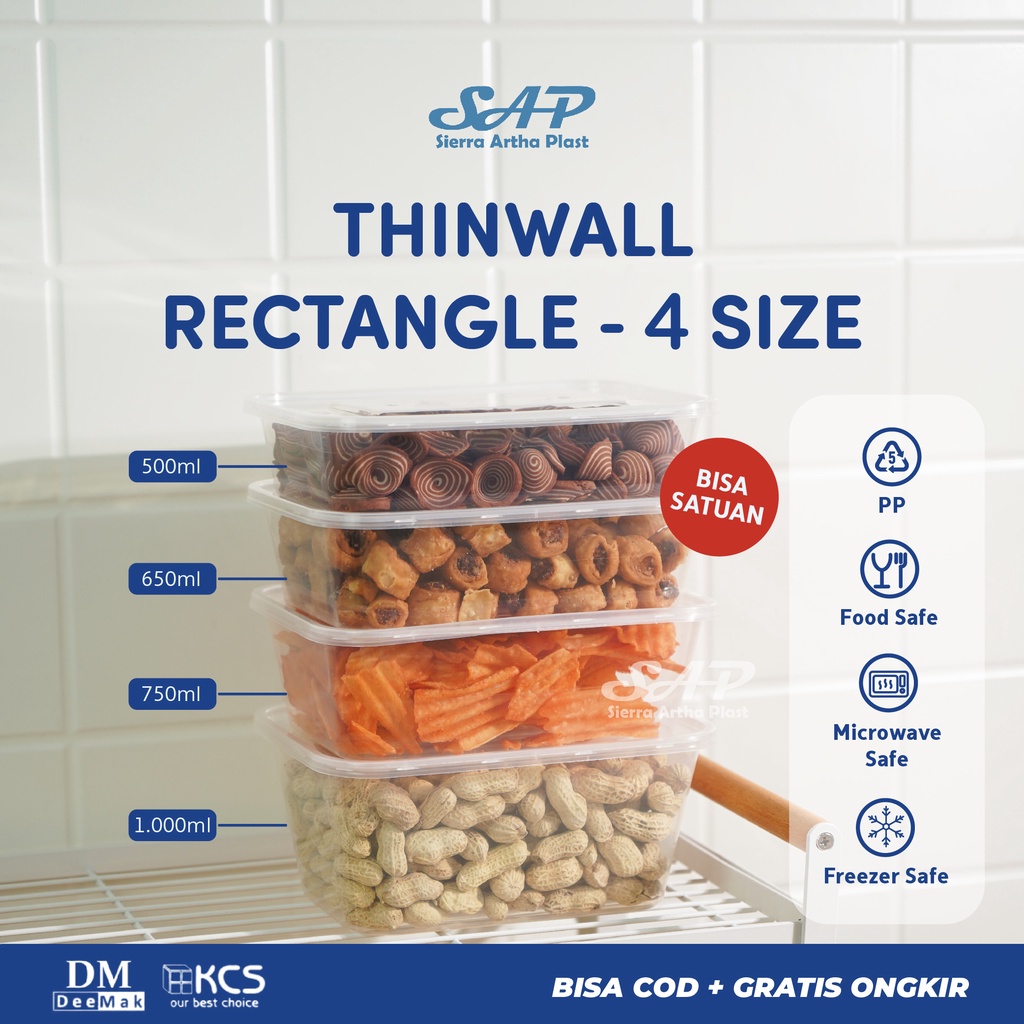 Thinwall/Food Container Rec 500ml-650ml-750ml-1000ml | Thinwall Persegi Panjang