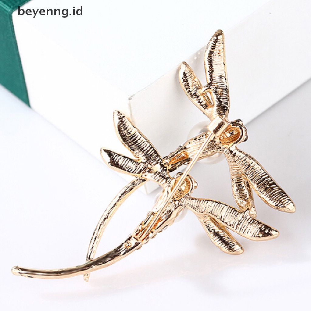 Beyen Fashion Wanita Kristal Mutiara Hewan Capung enamel Bros pin custome Perhiasan ID