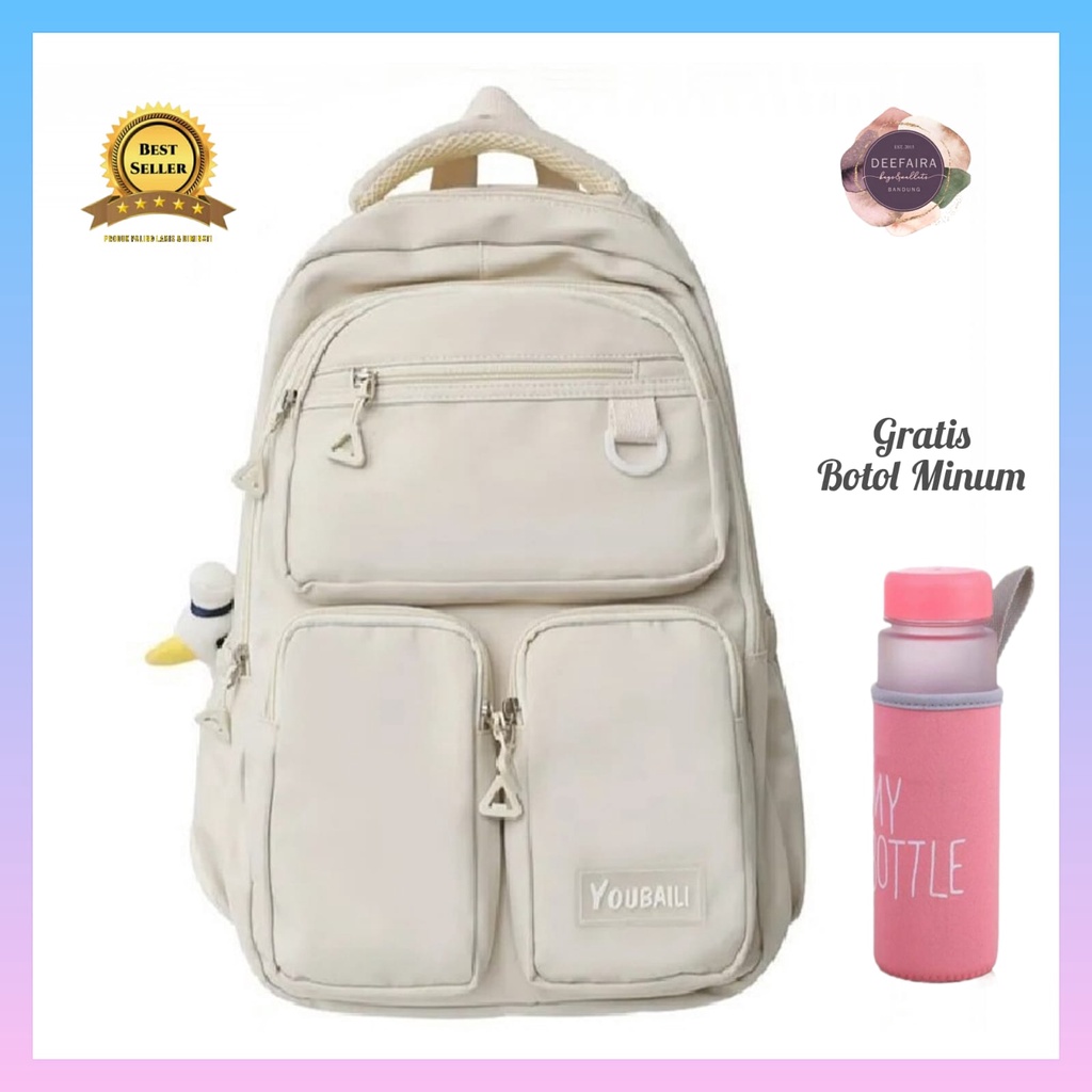 Tas Ransel Perempuan Serbaguna Untuk Sekolah Sd Smp Sma Motif YouB13  Free Botol Minum