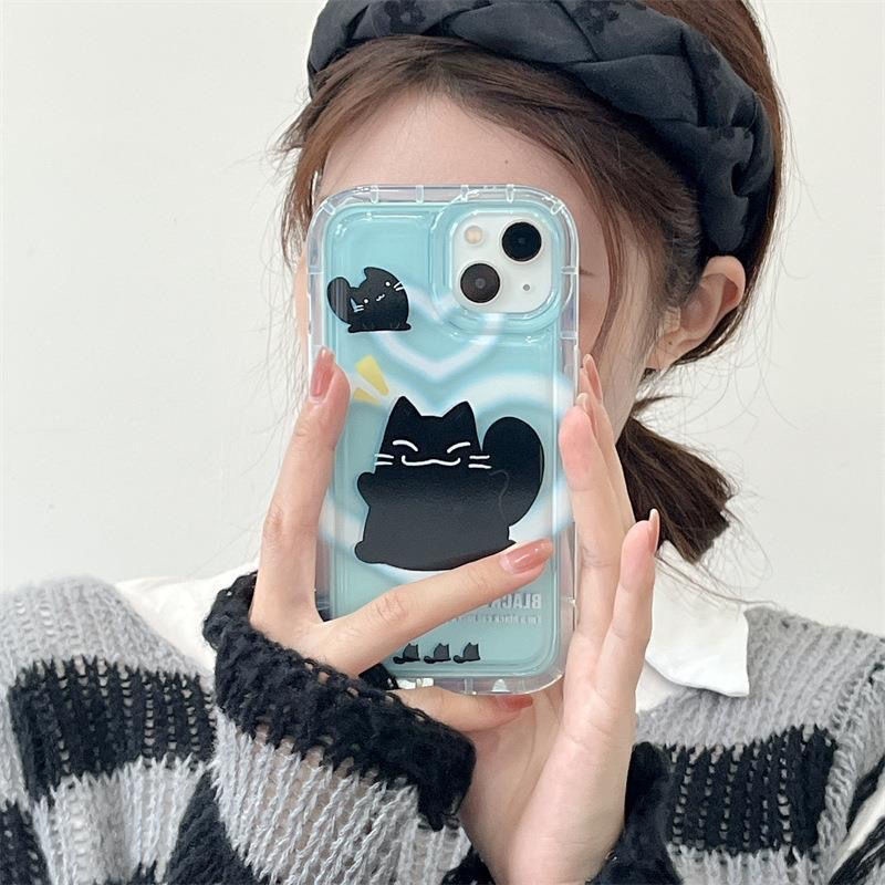 IPHONE Casing Ponsel Desain Kucing Hitam Cinta Kecil Kompatibel Dengan Iphone12 13 14 11 Pro Max X Xs Max Xr Vvctyr
