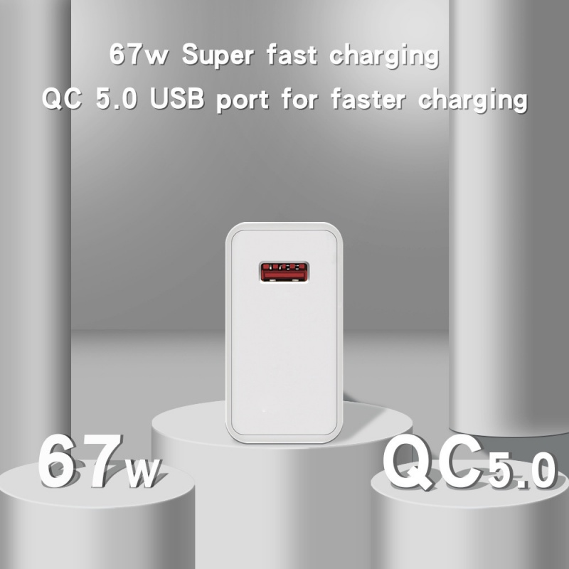 67w Super Fast Charging Super Flash Charging Charger Handphone 5V5A Kepala Pengisian Adaptor USB Eropa Dan Amerika