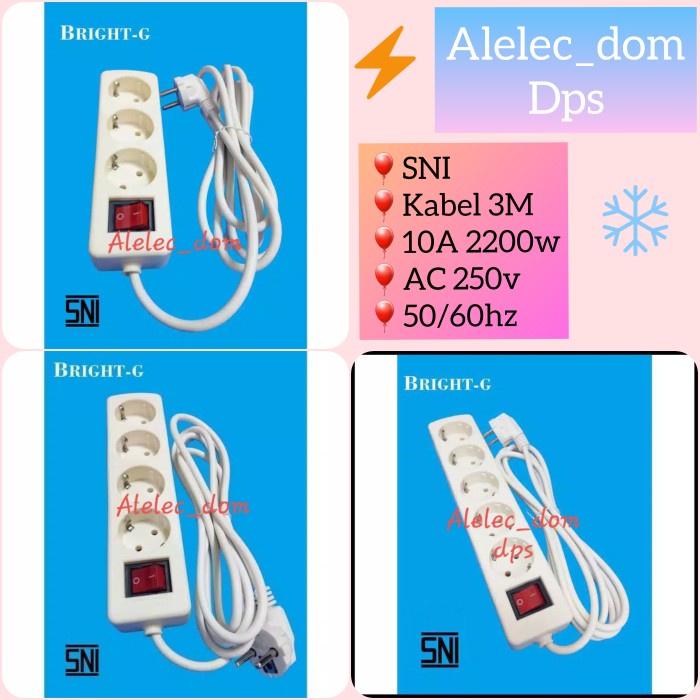 $$$$] Stop kontak Bright G 3 Lubang 4 Lubang 5 Lubang + Kabel 3M