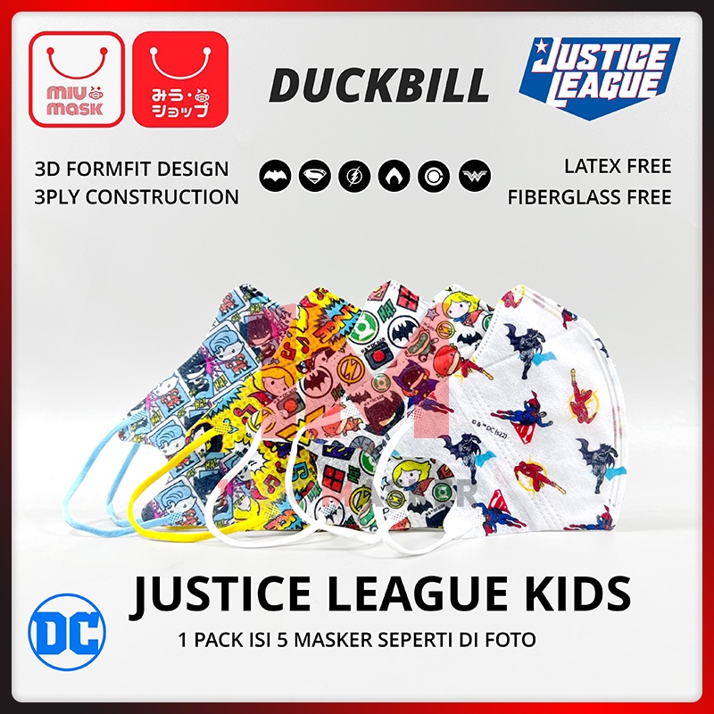 Masker MIU MASK Justice League 3D Duckbill Mask Anak (3Ply)