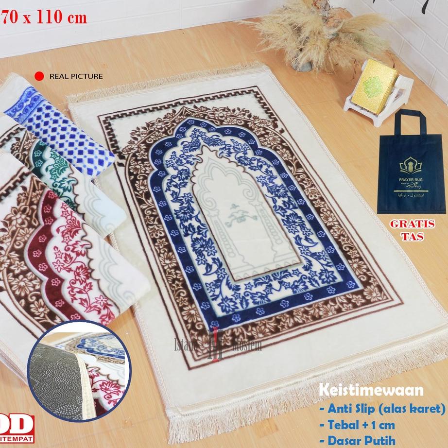 Terlaris dan Termurah Sajadah Turki Premium Busa Tebal Empuk Warna Putih Mewah Terbaru ✢iti⋆