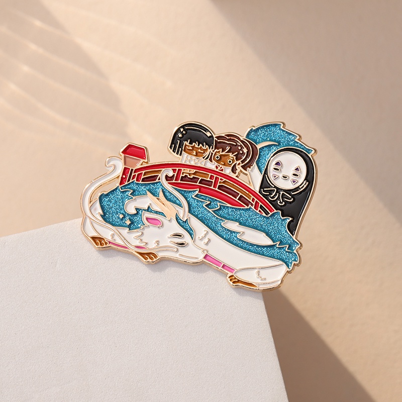 Anime Spirited Away Enamel Pin Lucu Ada Wajah Man Bros Lencana Kerah Pin Haku Logam Bros Kartun Perhiasan Hadiah Untuk Penggemar Anak-Anak