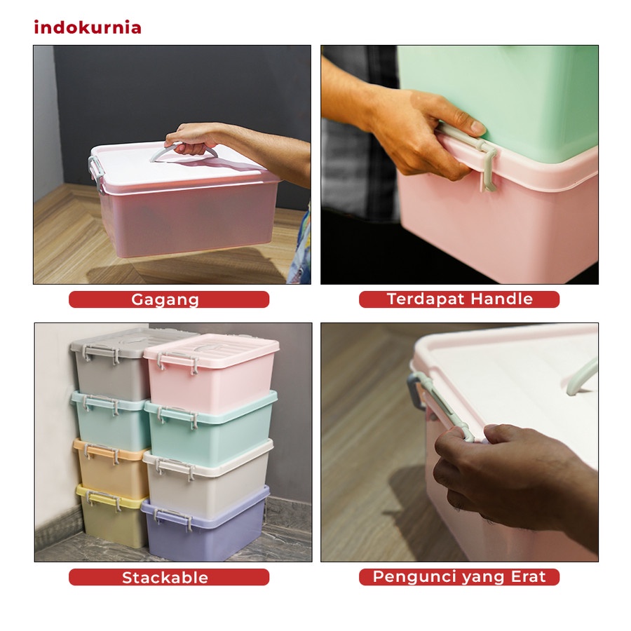 IK - KONTAINER BOX ORGANIZER 16 LITER PASTEL MACARON TERMURAH