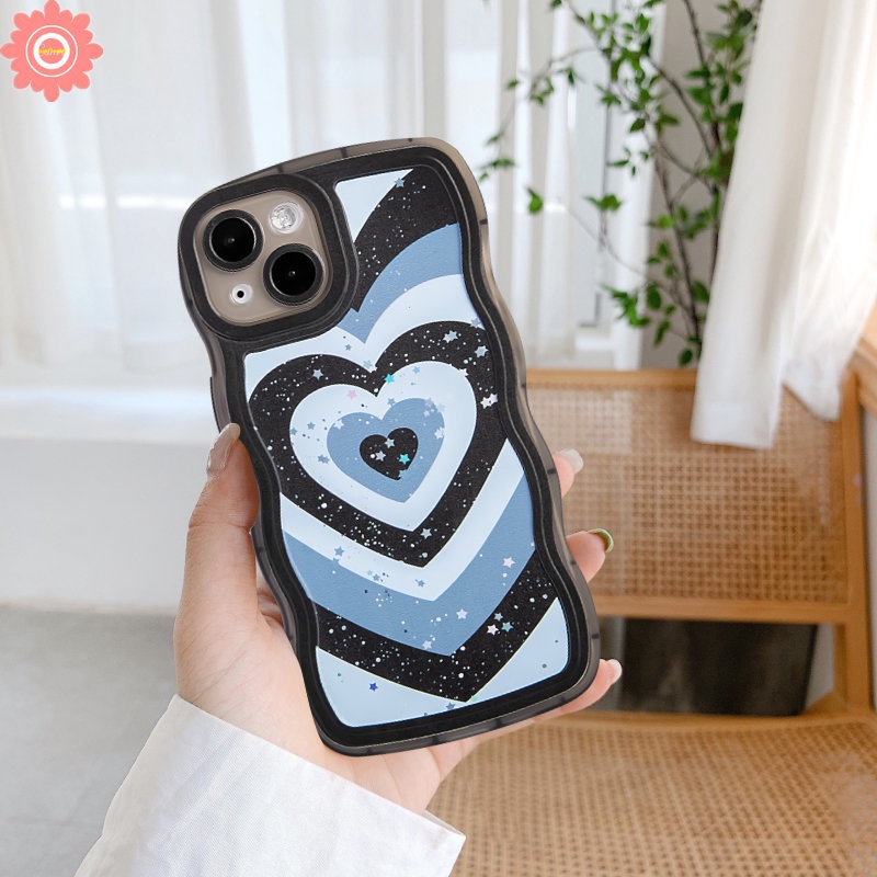 Bling Bintang Gradasi Love Hati Case Vivo Y36 Y02S Y16 Y20 Y17 Y35 Y30 Y21s Y15 Y55 V23E V20 Y02 Y12 Y22 Y15A Y12s Y11 Y21 Y15s Y75 Y33s V21 Y91C Y11s Y91 Y12i Wavy Edge Soft Cover