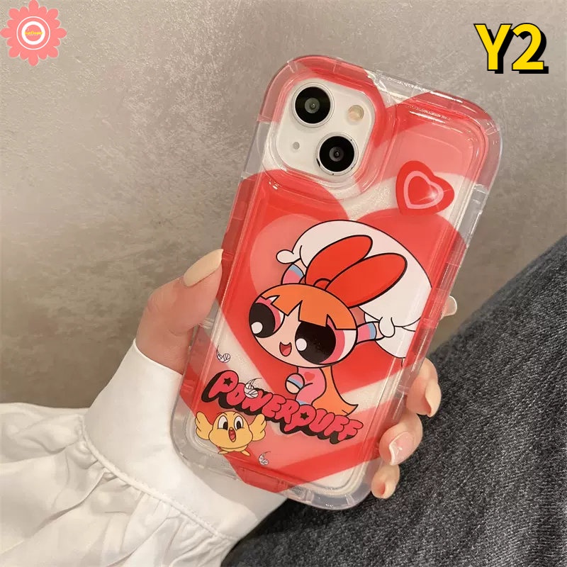 Airbag Shockproof Case For Redmi 12C 9 10C 9T A1 9C NFC 10 9A 10A Redmi Note 10 8 11s 11 10s 9 POCO F4 Cartoon The Powerpuff Girls Gradient Love Heart Soft TPU Cover