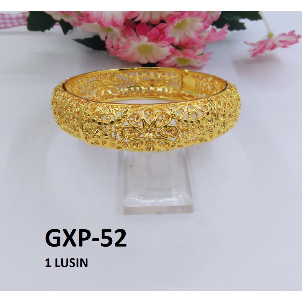 GELANG XP LINGKAR EMAS GOLD TEKSTUR UKIR BUNGA TERMURAH / DUNIA GELANG TERBARU