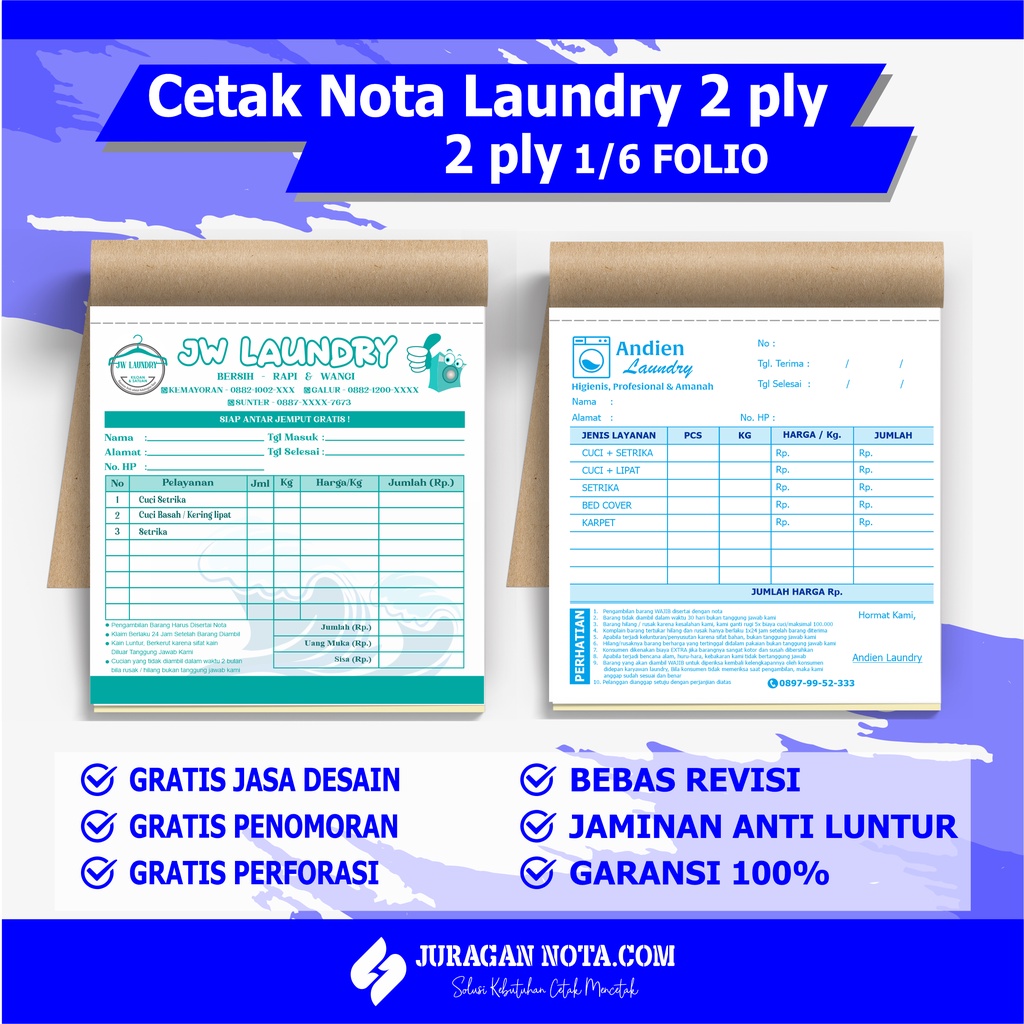 

CETAK NOTA CUSTOM LAUNDRY 1/6 FOLO 2 PLY / 1 PLY ( BEBAS DESAIN )