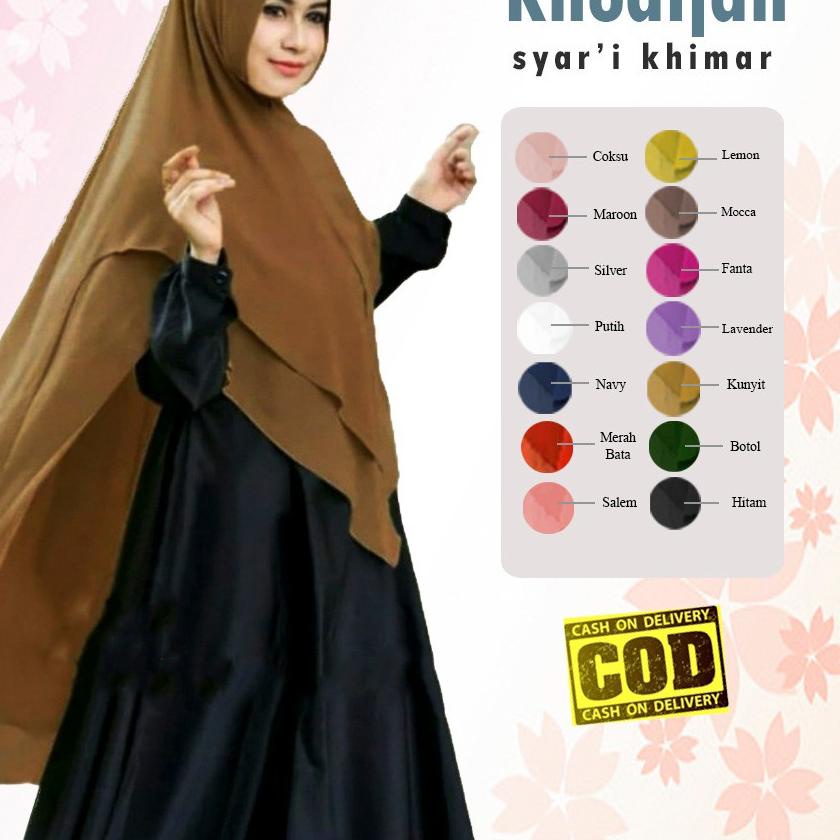 ♦ Jilbab Hijab Khimar Khadijah Syari Pad Busa ➬