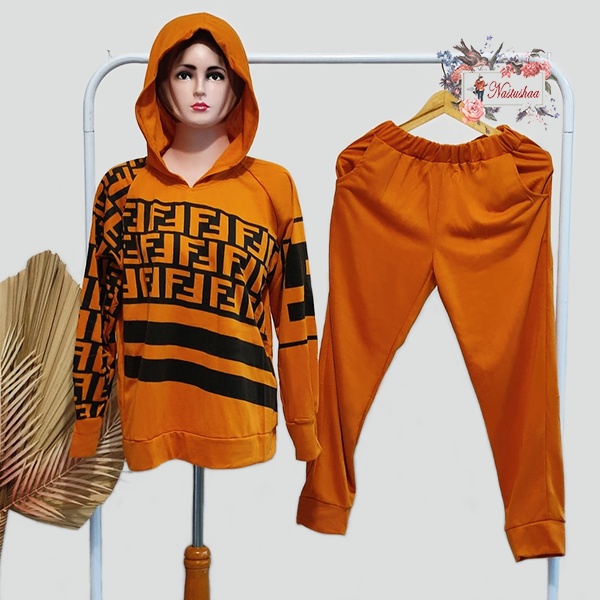 Setelan Hoodie Wanita Murah / Setelan Hoodie + Jogger Jumbo One Set Cassual Baby Terry Sporty Fashion Muslim