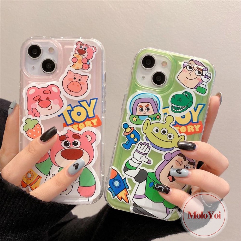 IPHONE Shockproof Airbag Case Kompatibel Untuk Iphone11 14 13 12 Pro MAX 7Plus XR 6 6S 8P Plus X XS MAX Cerita Mainan Kartun Lucu Mandi Lucu Lightyear Soft TPU Clear Phone Cover