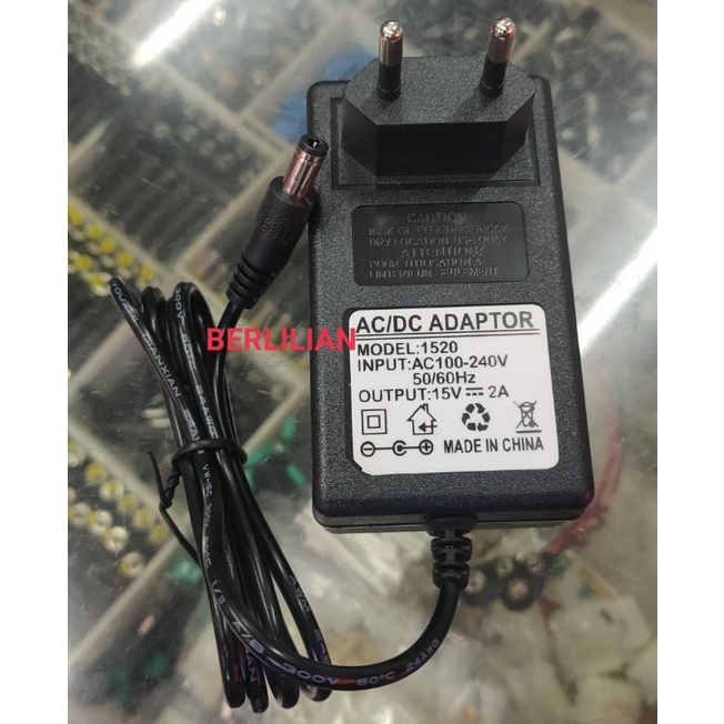 Adaptor DC 15V 2A + Led input AC 100-240V model 1520 Made in China