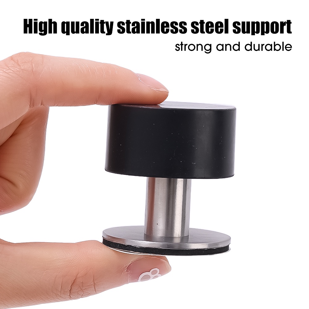 Stainless Steel Self-Adhesive Punch-free Door Stopper Silent Stiker Holder Perekat Diri Pelindung Dinding Bebas Paku Karet Palang Pintu Rumah Tangga Gadget