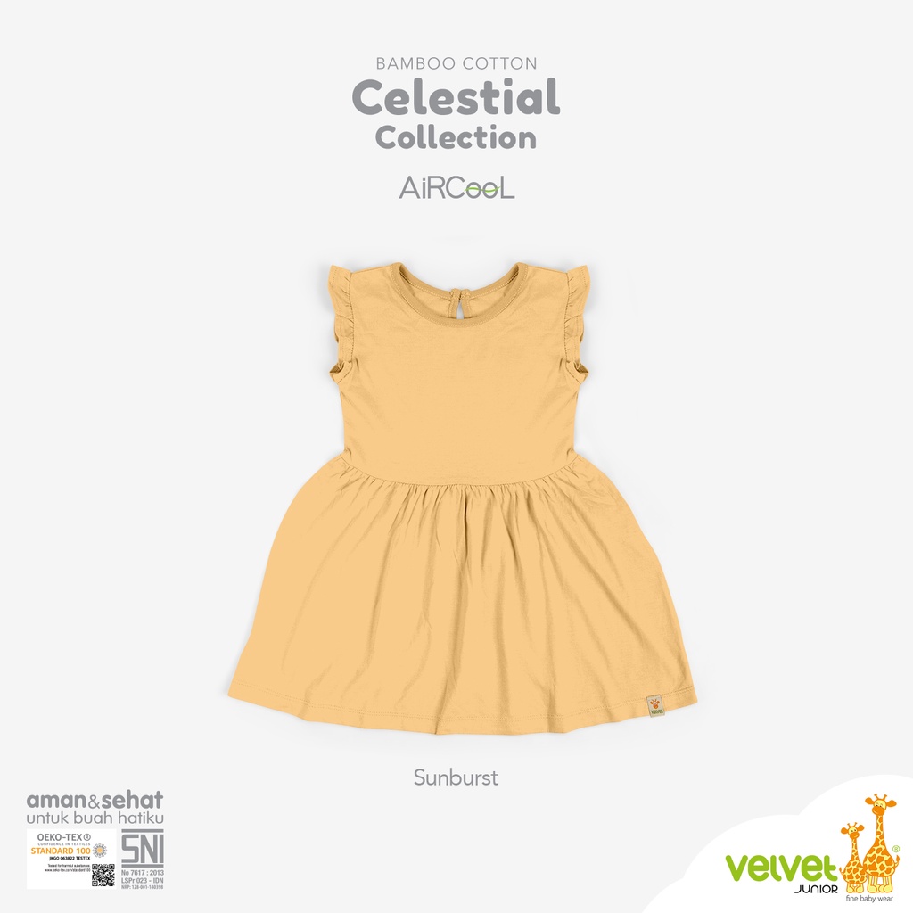 Velvet Junior Baju Anak Celestial Collection Dress Pendek - Dress Lengan Ruffle Celestial 5 Series