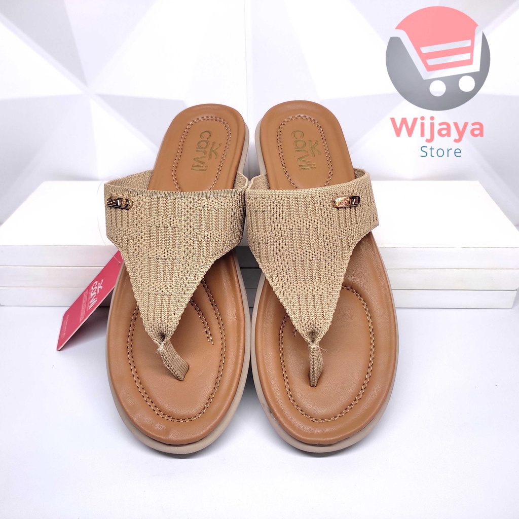 CARVIL RULY SANDAL WEDGES WANITA CARVIL ORIGINAL SENDAL SLIDE RAJUT SLOP SELOP CEWEK KASUAL CASUAL PEREMPUAN