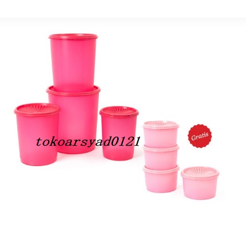 TEMPAT SNACK TEMPAT KERUPUK TUPPERWARE DECO CANISTER SET (4) WITH GIFT