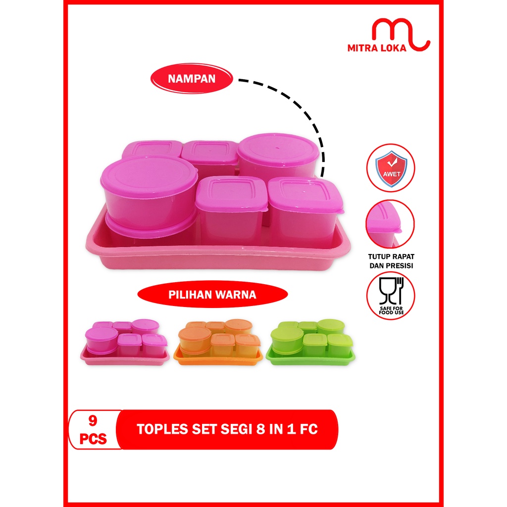 Mitra Loka Toples Nampan Set 9 In 1 Lodor Bulat Sealware Segi