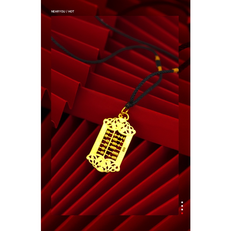 Goldkingdom Perhiasan Fashion Emas Asli Kadar 375Bangkok Aksesoris Ready Stock Pria Dan Wanita Berlapis Emas Retro Membakar Sempoa Biru Liontin Sangat Sederhana Dan Sombong