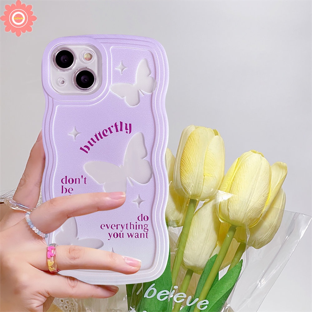 Romance Butterfly Case Kompatibel Untuk Samsung A04s A14 A13 A23 A50s A12 A52 A50 A03s A04E A32 A21s A53 A04 A22 A52s A11 A31 A33 A02s A30s A20 A51 M32 Lembut Tpu Penutup Tepi Bergelombang